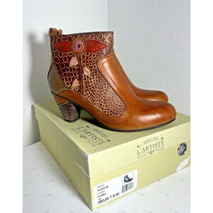 SPRING STEP L'Artiste  Boots Women PARFUM Camel Round Toe Bohemian 38 US‎ 7.5-8